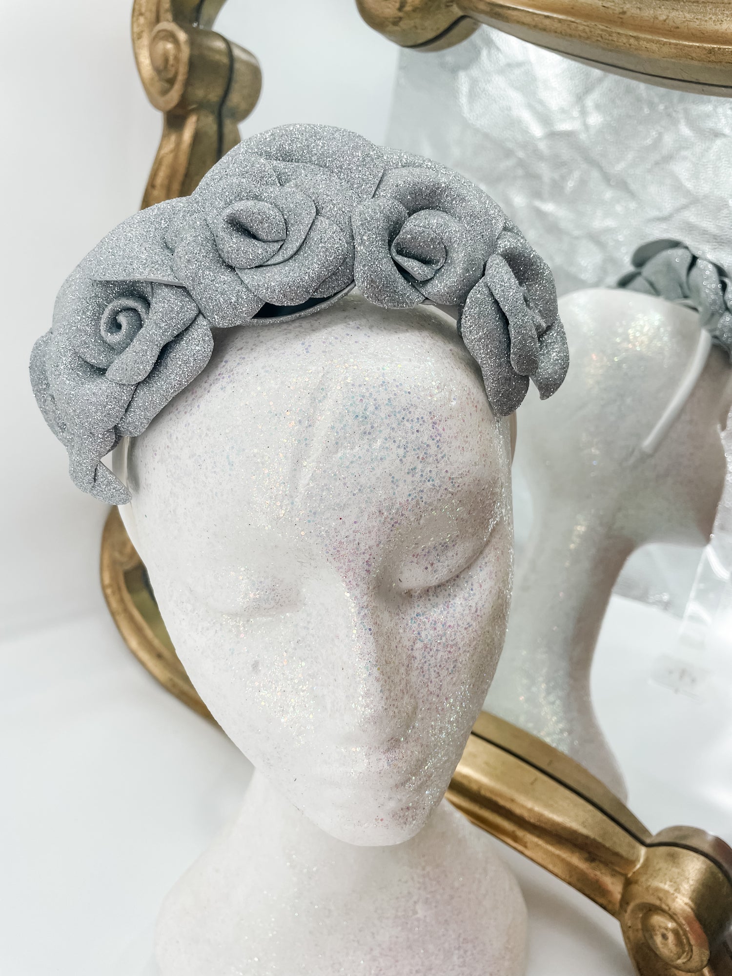 Silver floral fascinator