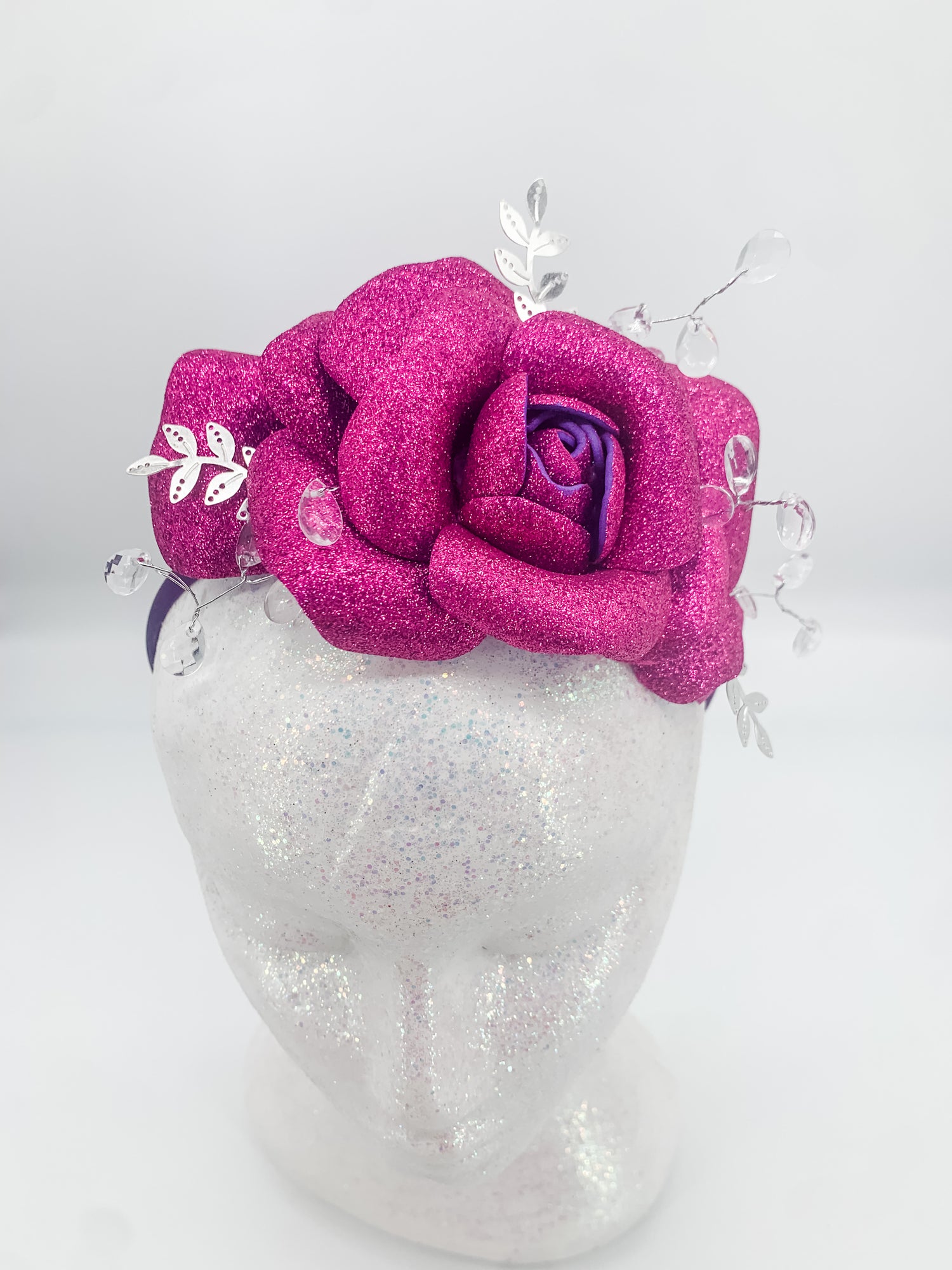 Foam Flower Fascinator- Fuchsia Rose