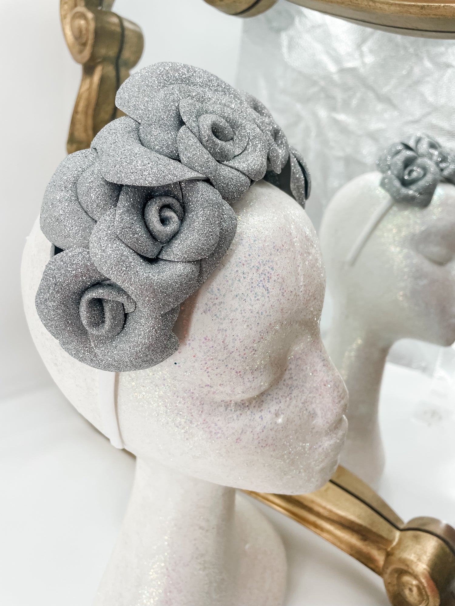 Silver floral fascinator